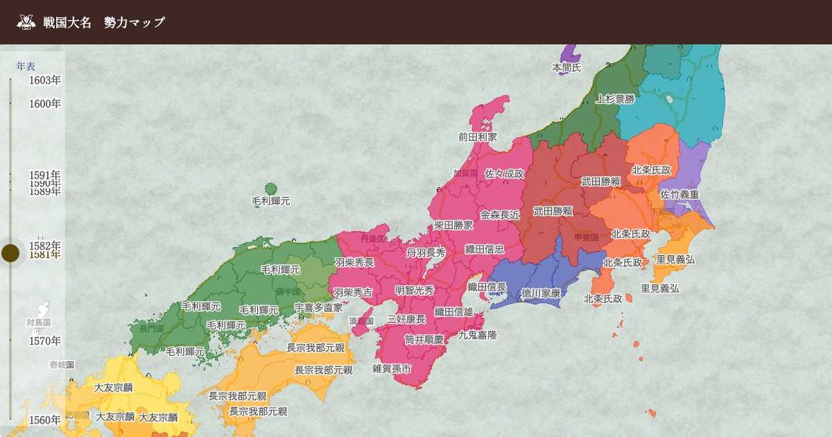 戦国時代　勢力マップ