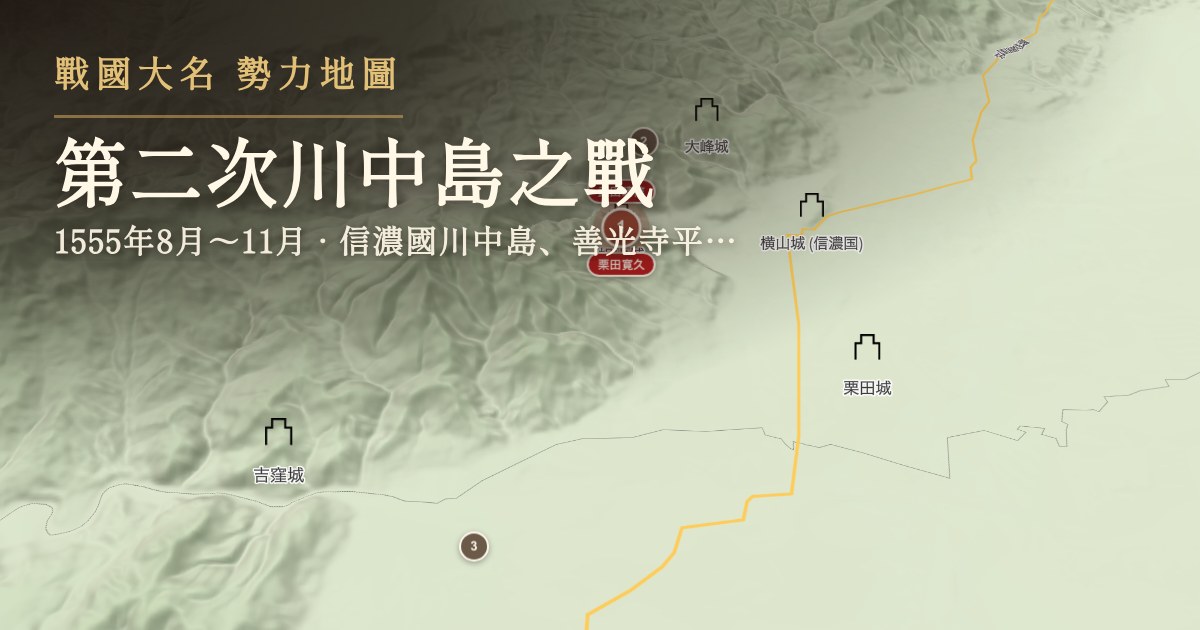 第二次川中島之戰 — 信濃國川中島、善光寺平(今長野市)